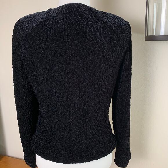 Vintage Arianna by Rachel Kaye Sz 8 Velvet Crinkle Textured Blazer Jacket Black - Picture 5 of 11
